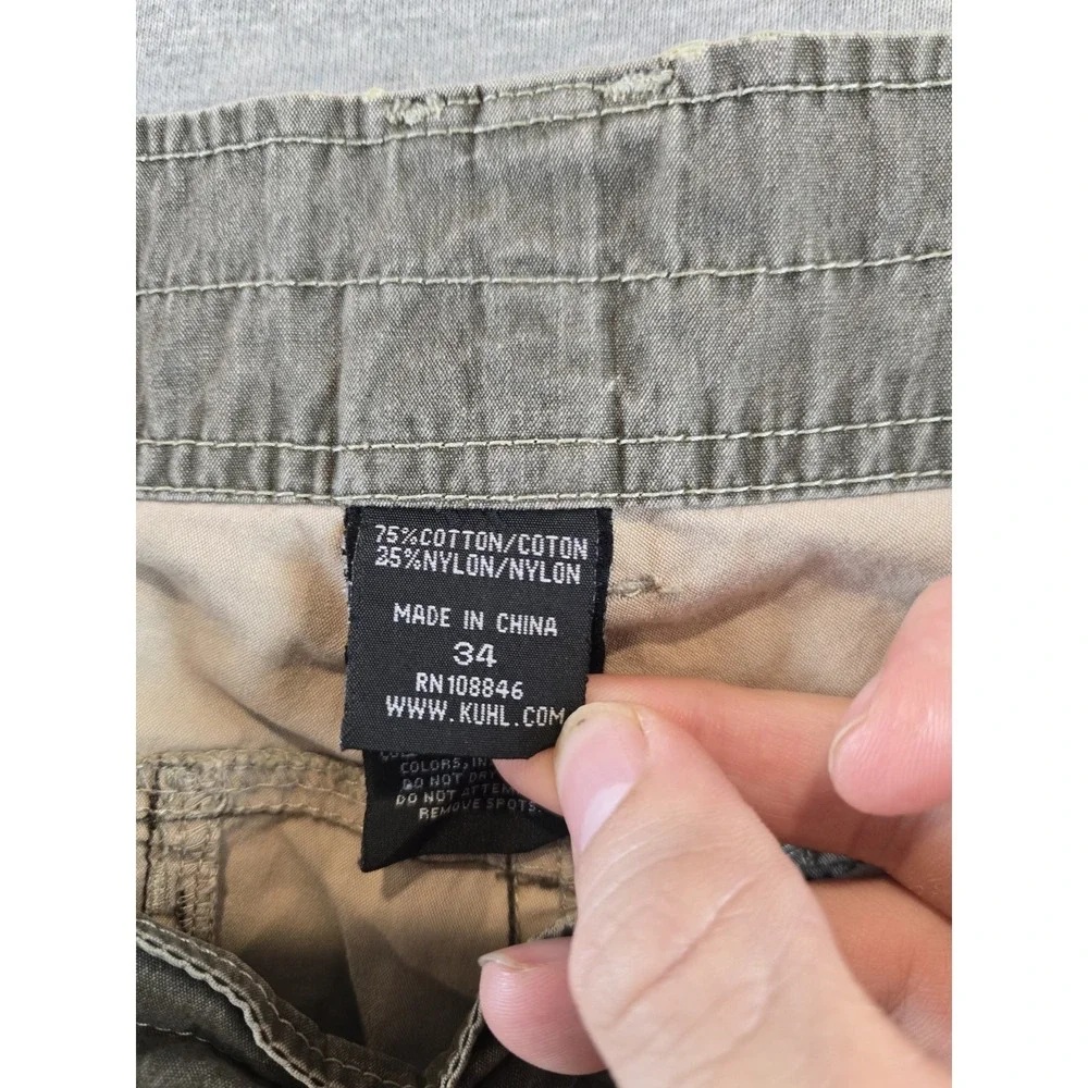 Kuhl Shorts Men's 34 Olive Ramblr Vintage Patina Dye Cargo Hike Climb Camp‎ 10" - Picture 5 of 16